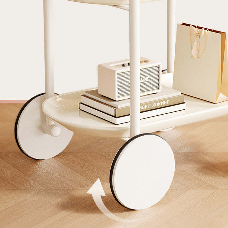 Contemporary Oval Steel Plastic 2-Tier End Table