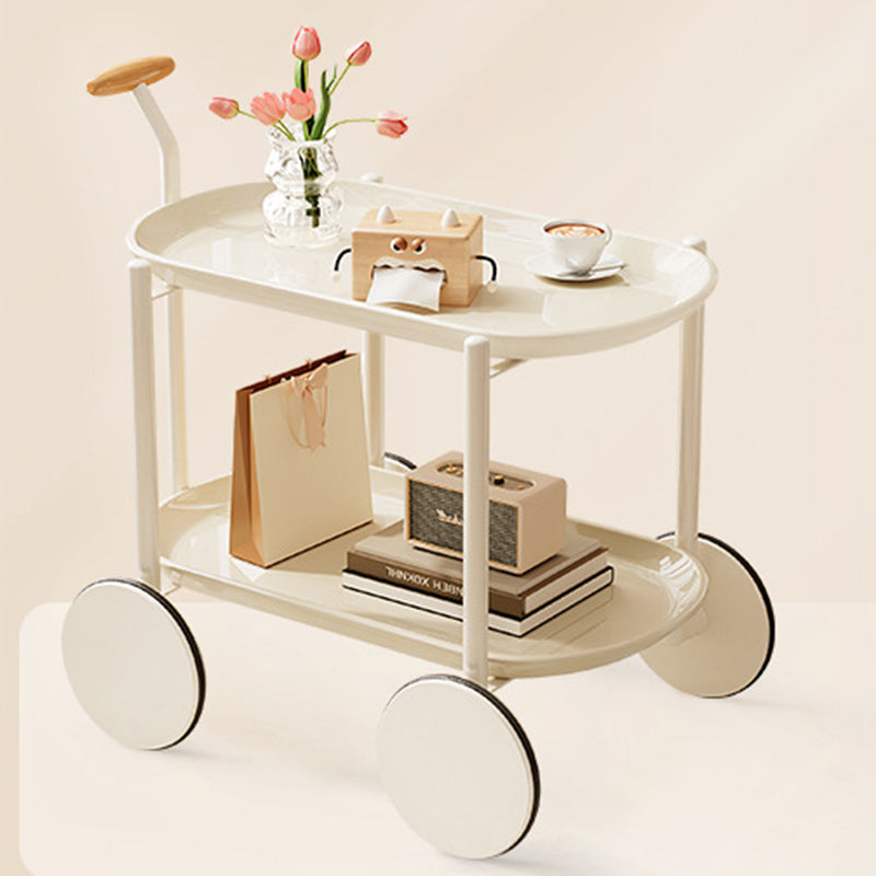 Contemporary Oval Steel Plastic 2-Tier End Table