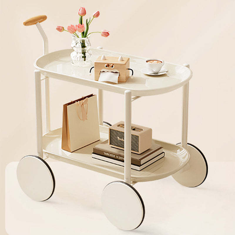 Contemporary Oval Steel Plastic 2-Tier End Table