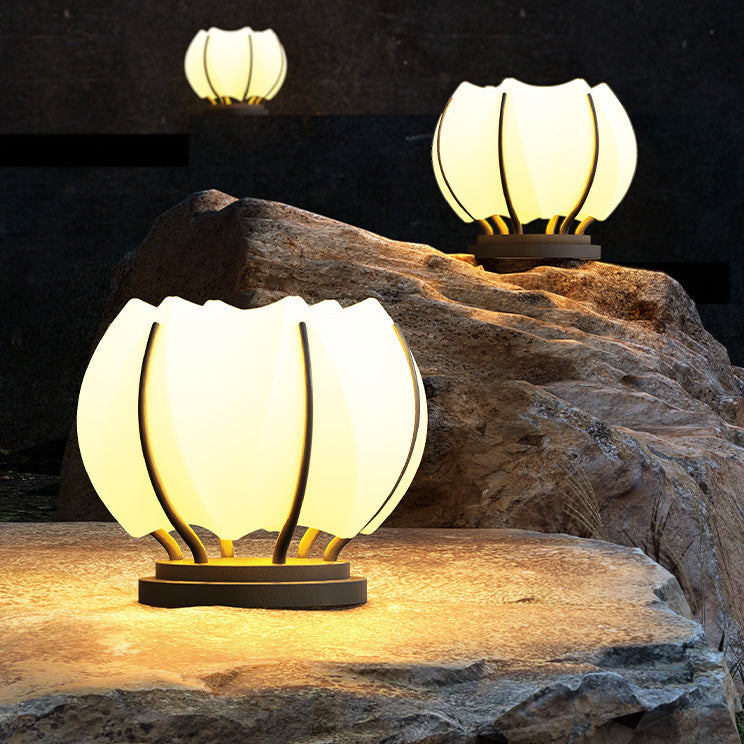 Contemporary Flower Iron Plastic LED Post Light