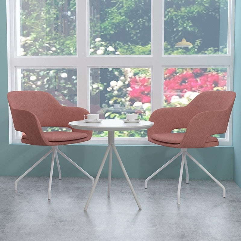 Nordic Oval Steel Leather Armchair — Pink