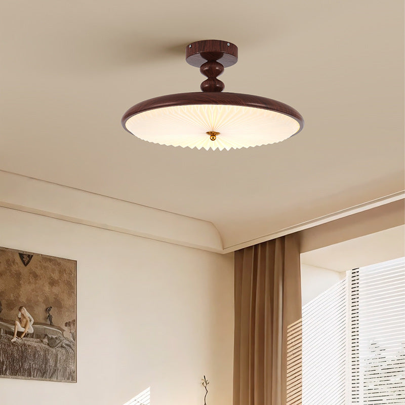 Vintage Round Iron Plastic LED Semi-Flush Ceiling Light