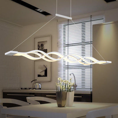 White minimalist wave home chandeliers — Warm White (3000K) / 2-Light / 220V-240V (UK/AU)