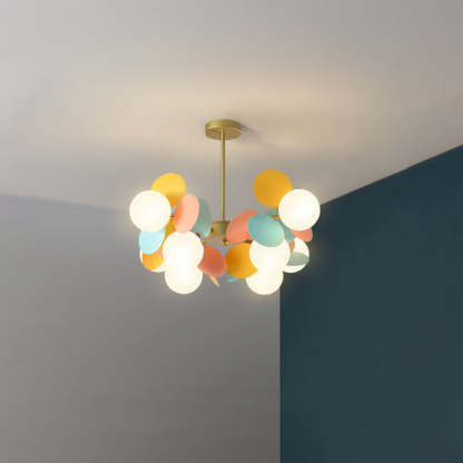 Nordic Metal Acrylic Flower Branch Glass Ball Chandelier