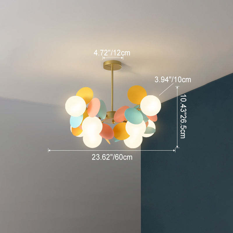 Nordic Metal Acrylic Flower Branch Glass Ball Chandelier