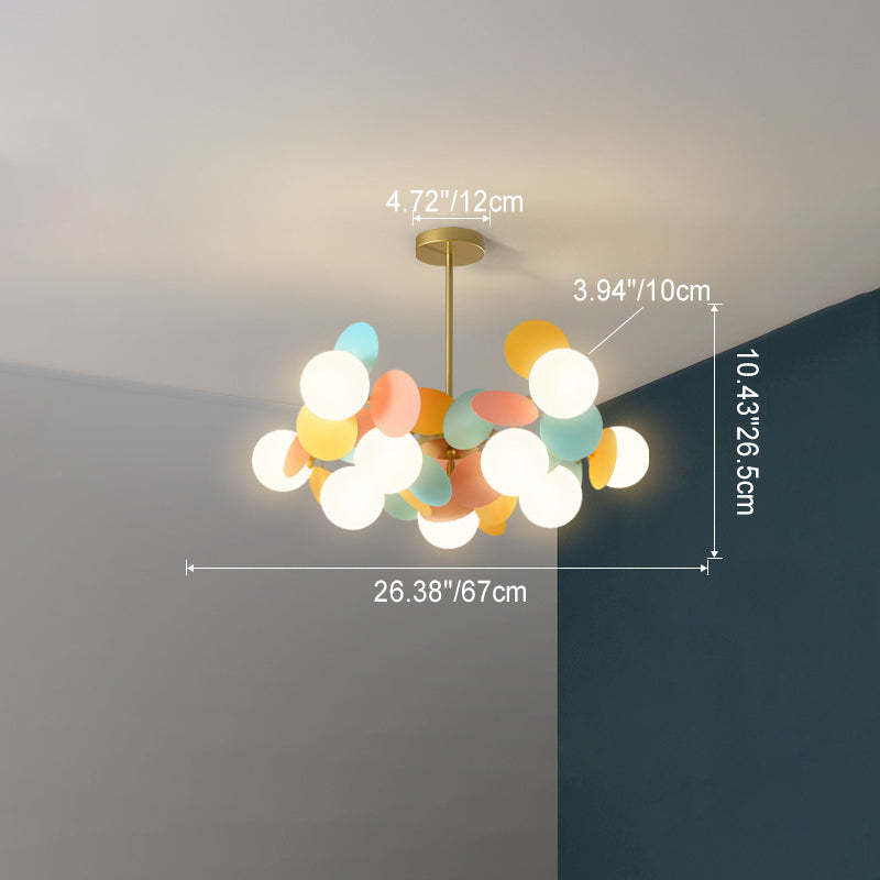 Nordic Metal Acrylic Flower Branch Glass Ball Chandelier