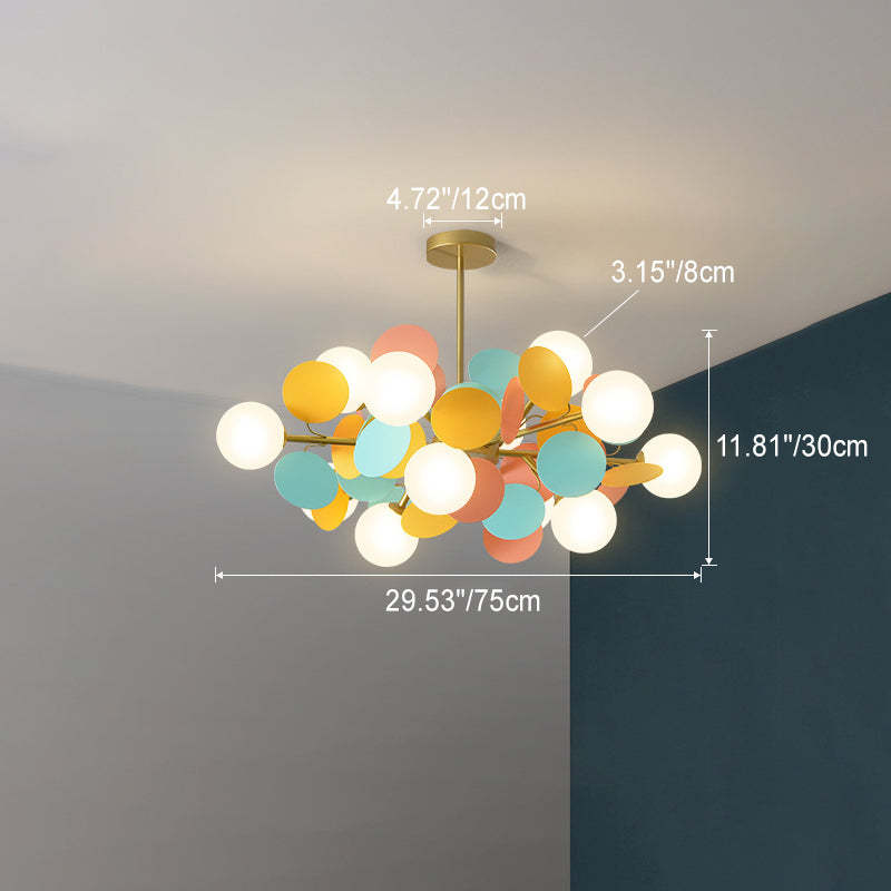 Nordic Metal Acrylic Flower Branch Glass Ball Chandelier