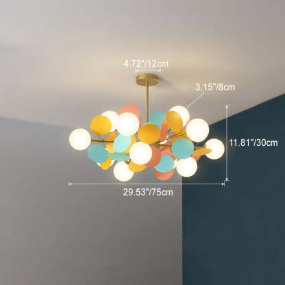 Nordic Metal Acrylic Flower Branch Glass Ball Chandelier