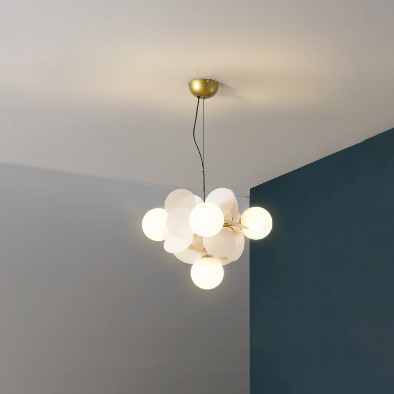 Nordic Metal Acrylic Flower Branch Glass Ball Chandelier