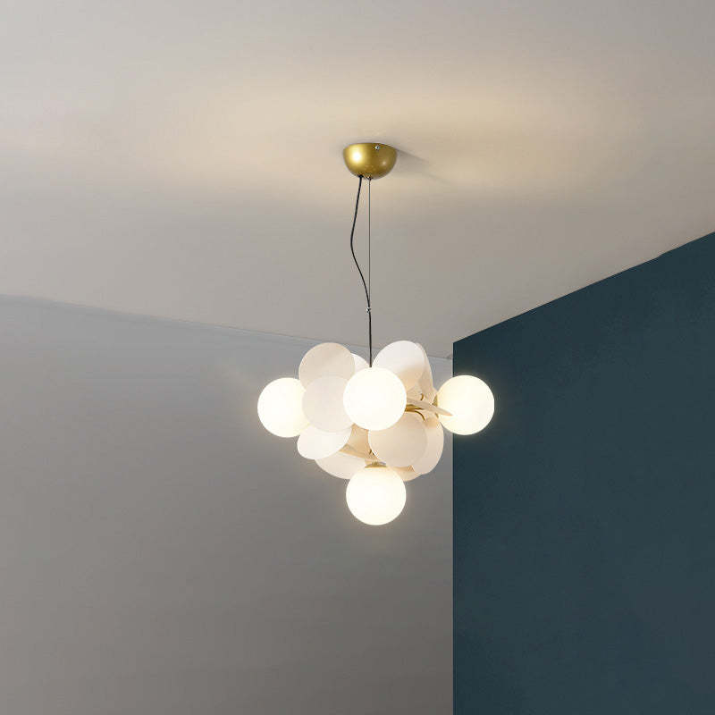 Nordic Metal Acrylic Flower Branch Glass Ball Chandelier
