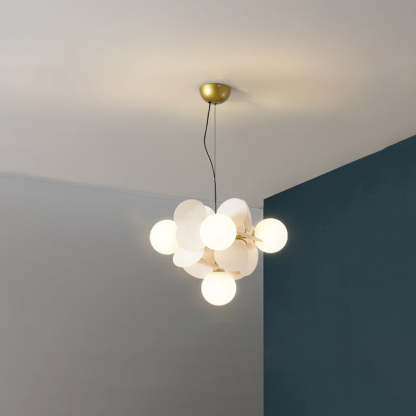 Nordic Metal Acrylic Flower Branch Glass Ball Chandelier