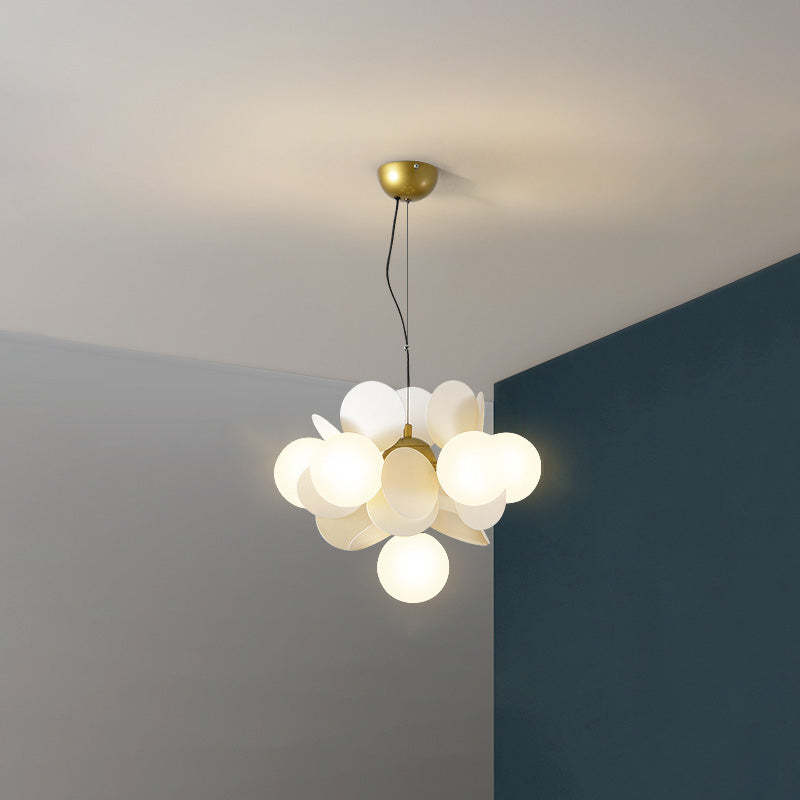 Nordic Metal Acrylic Flower Branch Glass Ball Chandelier