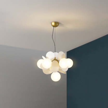 Nordic Metal Acrylic Flower Branch Glass Ball Chandelier