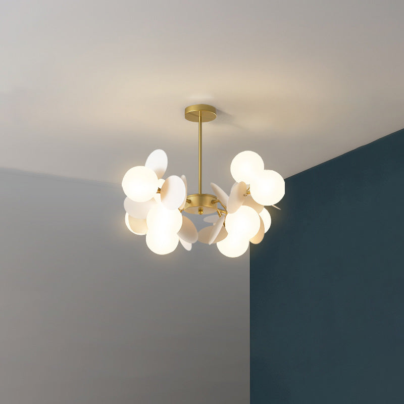Nordic Metal Acrylic Flower Branch Glass Ball Chandelier