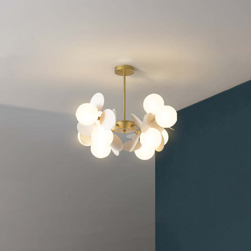 Nordic Metal Acrylic Flower Branch Glass Ball Chandelier