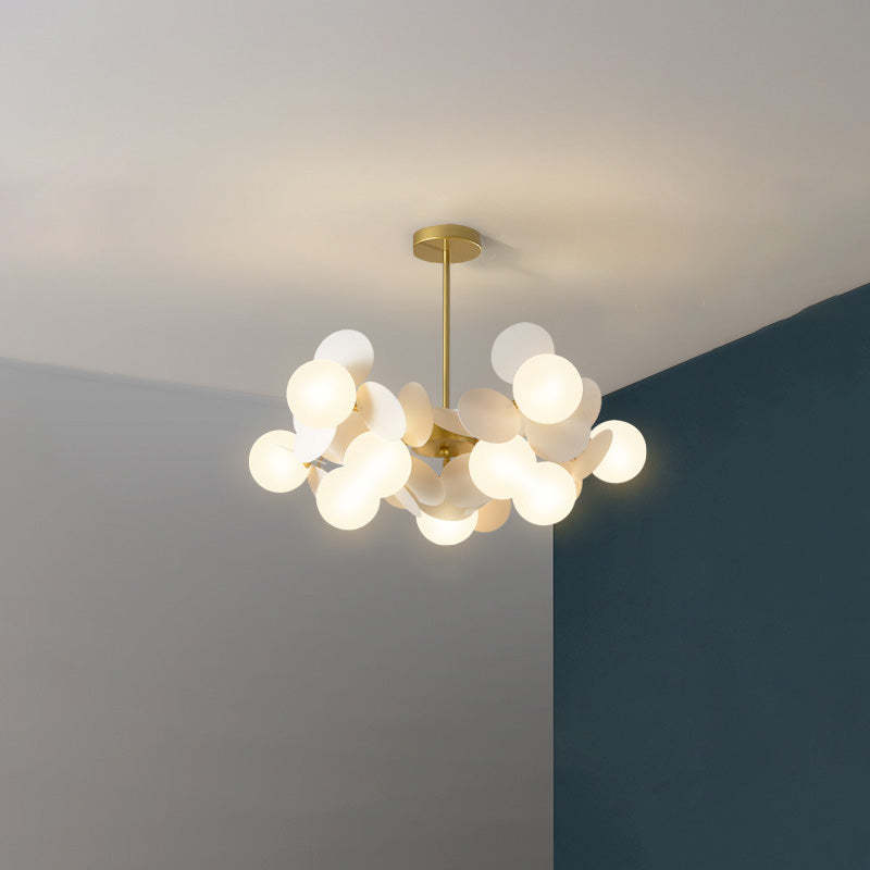 Nordic Metal Acrylic Flower Branch Glass Ball Chandelier