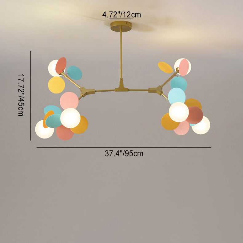 Nordic Metal Acrylic Flower Branch Glass Ball Chandelier