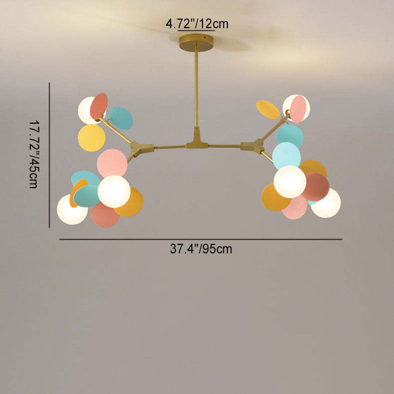 Nordic Metal Acrylic Flower Branch Glass Ball Chandelier
