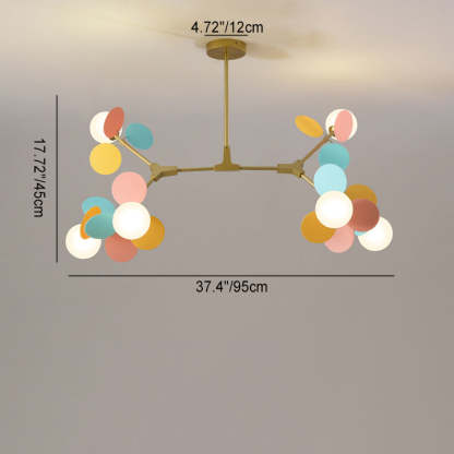 Nordic Metal Acrylic Flower Branch Glass Ball Chandelier