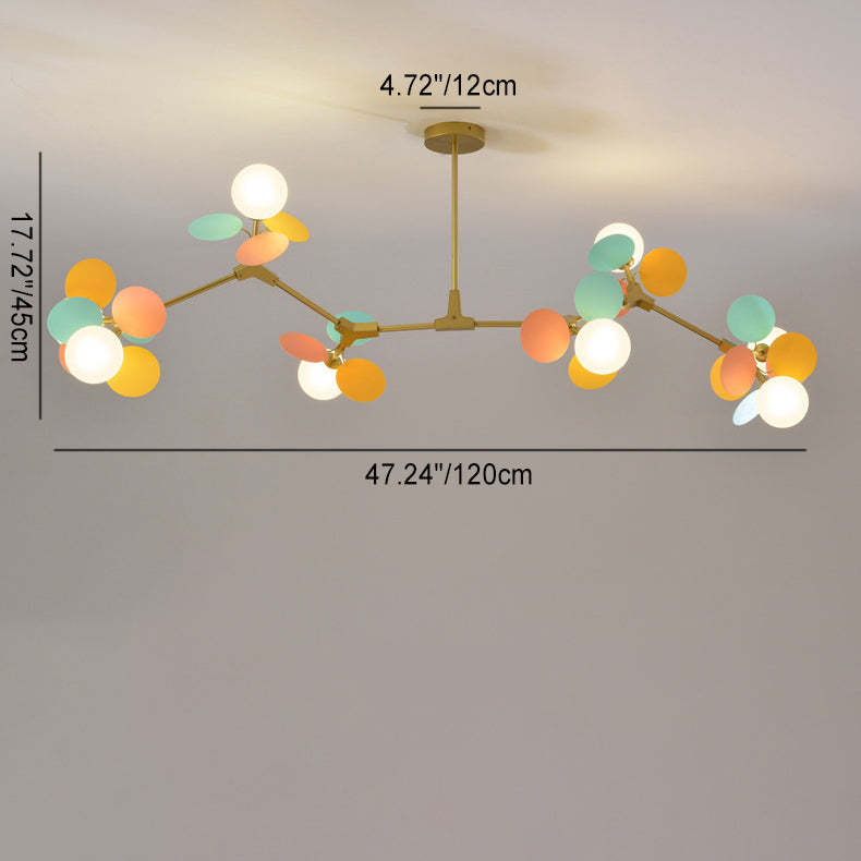 Nordic Metal Acrylic Flower Branch Glass Ball Chandelier