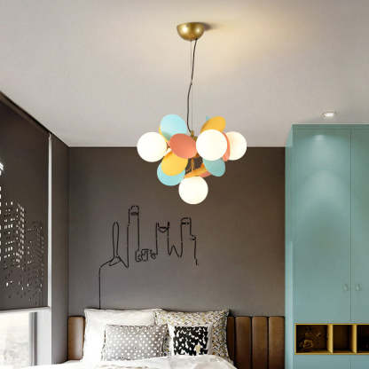 Nordic Metal Acrylic Flower Branch Glass Ball Chandelier