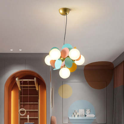 Nordic Metal Acrylic Flower Branch Glass Ball Chandelier