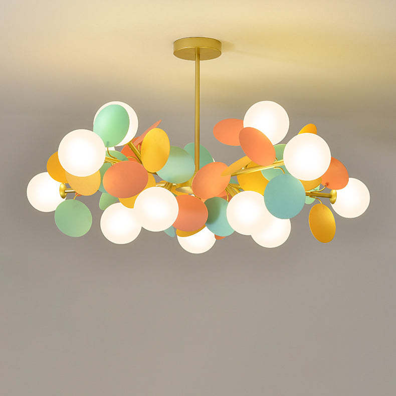 Nordic Metal Acrylic Flower Branch Glass Ball Chandelier