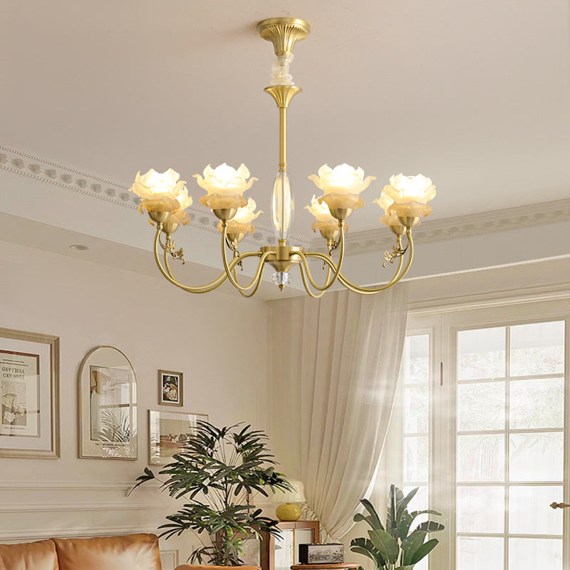 Branch flower glass chandeliers for living room — 3-Light / 220V-240V (UK/AU)