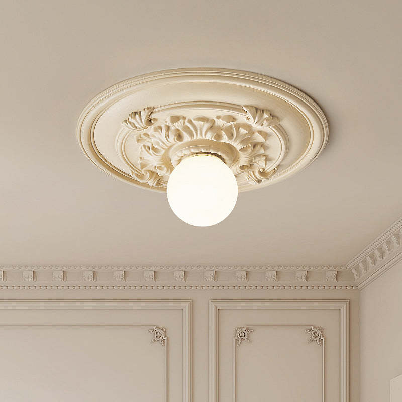 French Handmade Relief Resin Glass Flush Ceiling Light