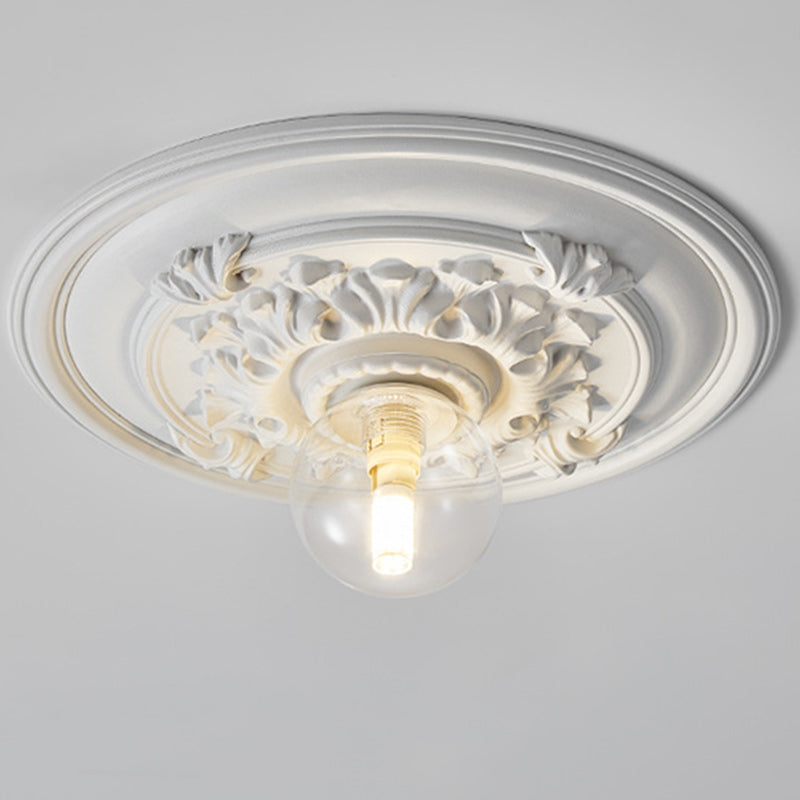French Handmade Relief Resin Glass Flush Ceiling Light