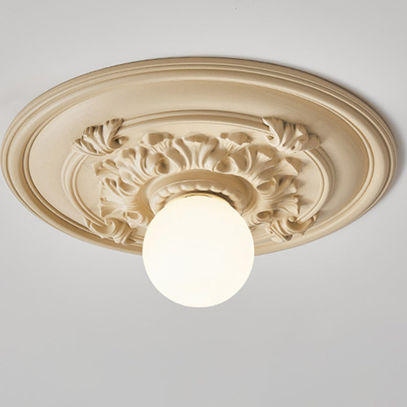 French Handmade Relief Resin Glass Flush Ceiling Light