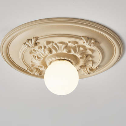 French Handmade Relief Resin Glass Flush Ceiling Light