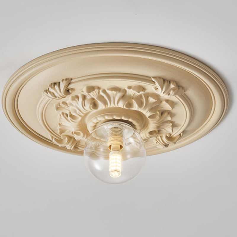 French Handmade Relief Resin Glass Flush Ceiling Light