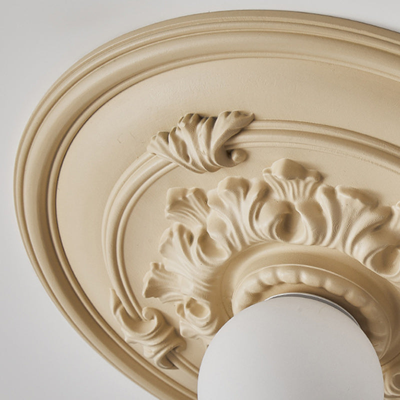 French Handmade Relief Resin Glass Flush Ceiling Light