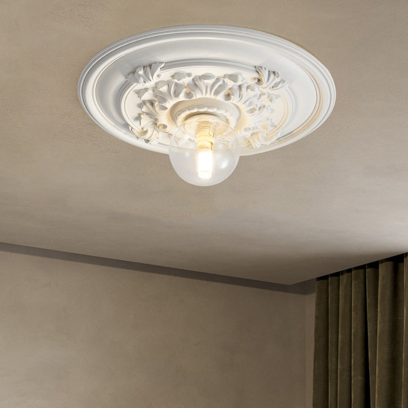 French Handmade Relief Resin Glass Flush Ceiling Light