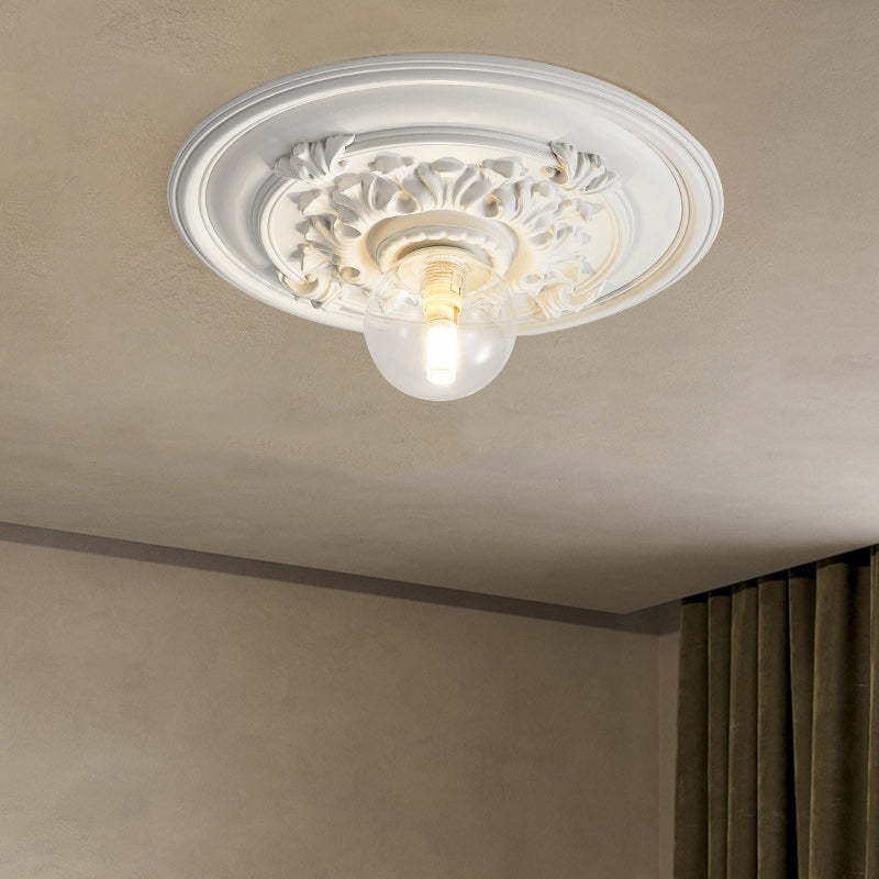 French Handmade Relief Resin Glass Flush Ceiling Light