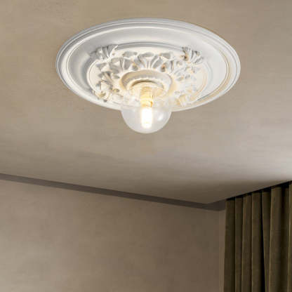 French Handmade Relief Resin Glass Flush Ceiling Light