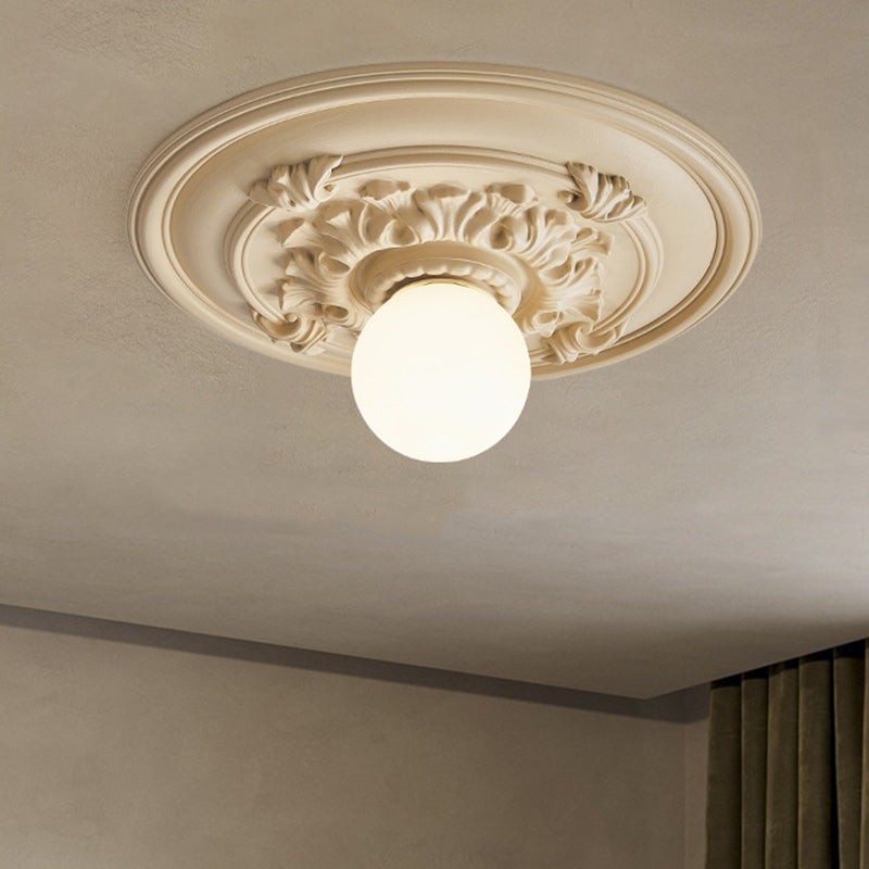 French Handmade Relief Resin Glass Flush Ceiling Light