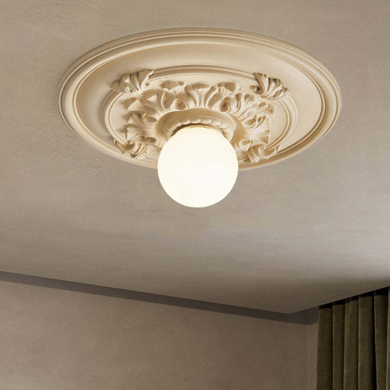 French Handmade Relief Resin Glass Flush Ceiling Light