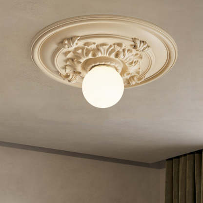 French Handmade Relief Resin Glass Flush Ceiling Light