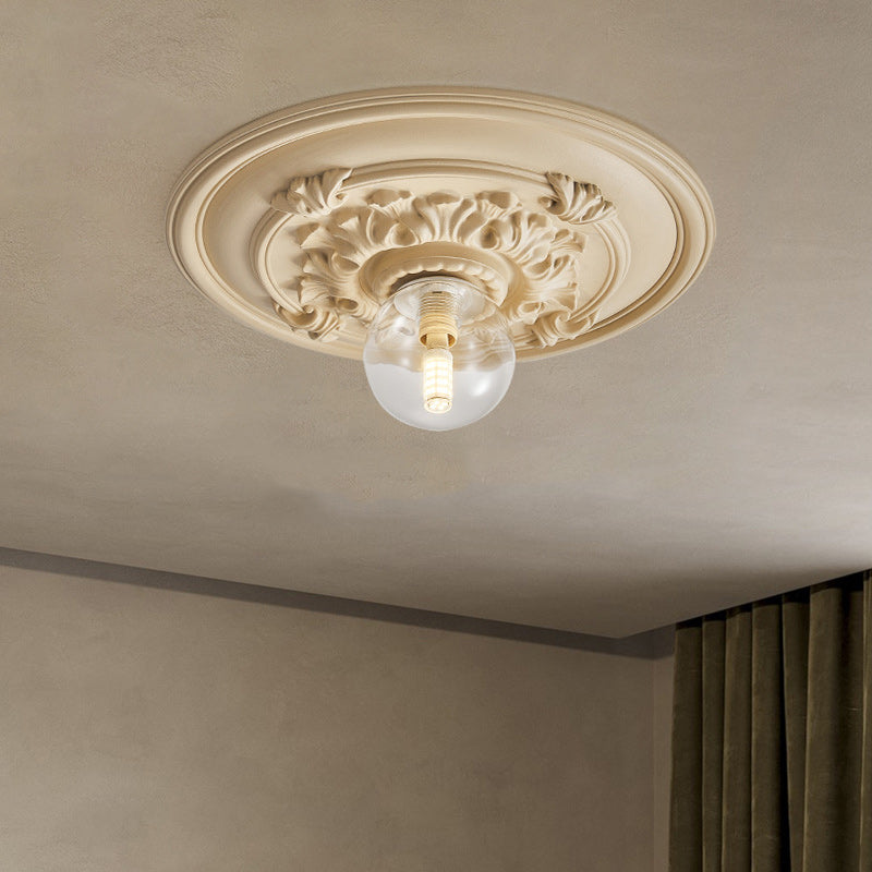 French Handmade Relief Resin Glass Flush Ceiling Light