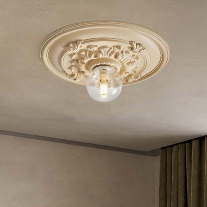 French Handmade Relief Resin Glass Flush Ceiling Light
