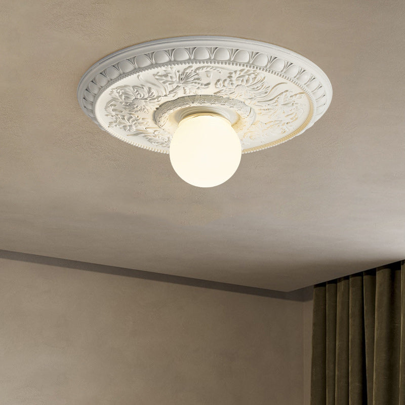 French Handmade Relief Resin Glass Flush Ceiling Light
