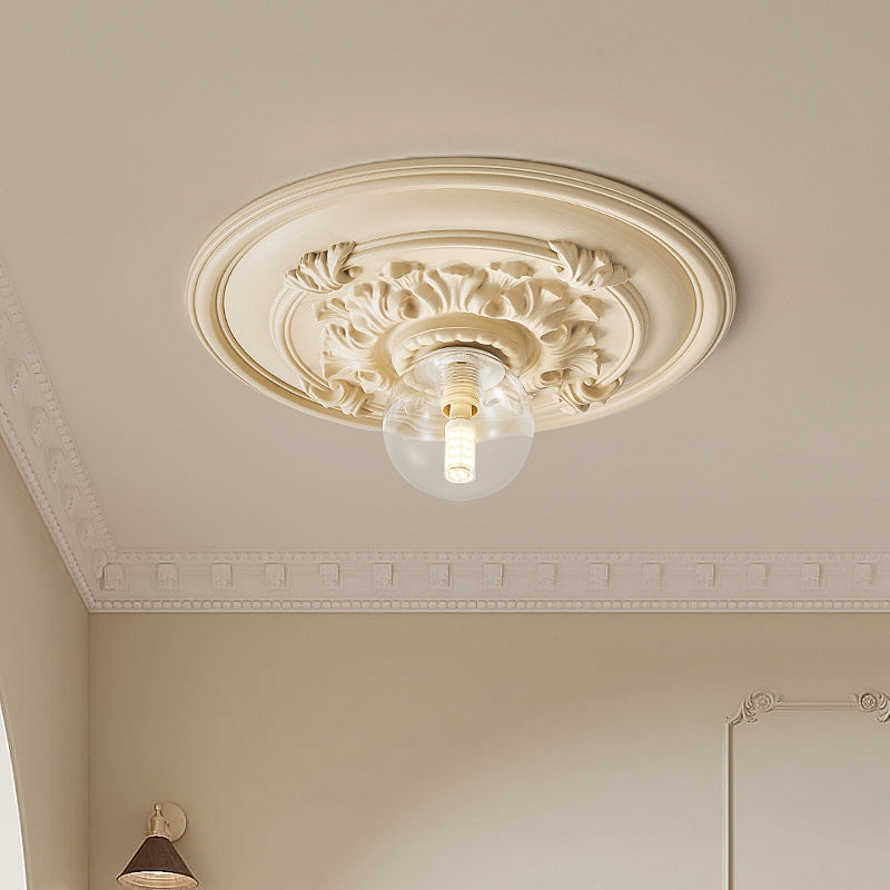 French Handmade Relief Resin Glass Flush Ceiling Light