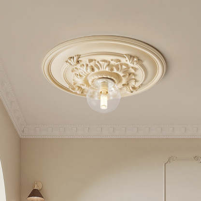 French Handmade Relief Resin Glass Flush Ceiling Light