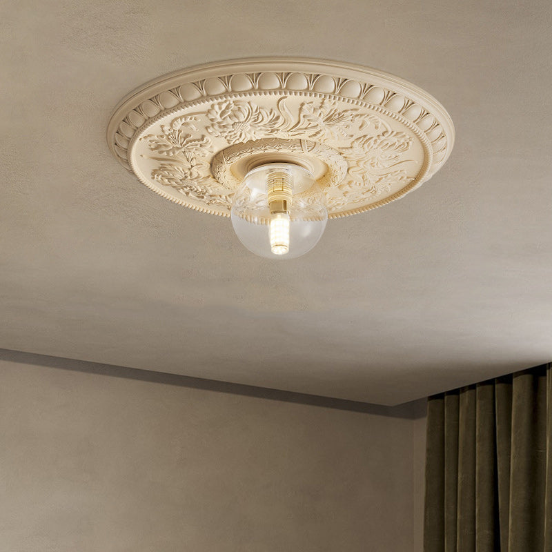 French Handmade Relief Resin Glass Flush Ceiling Light