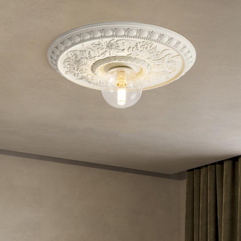 French Handmade Relief Resin Glass Flush Ceiling Light