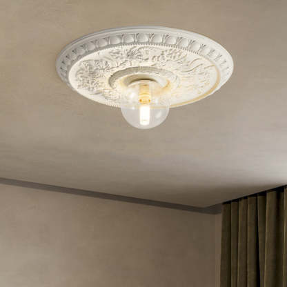 French Handmade Relief Resin Glass Flush Ceiling Light