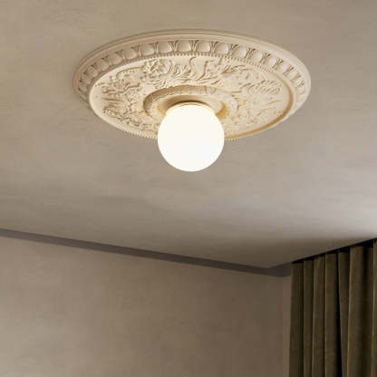French Handmade Relief Resin Glass Flush Ceiling Light
