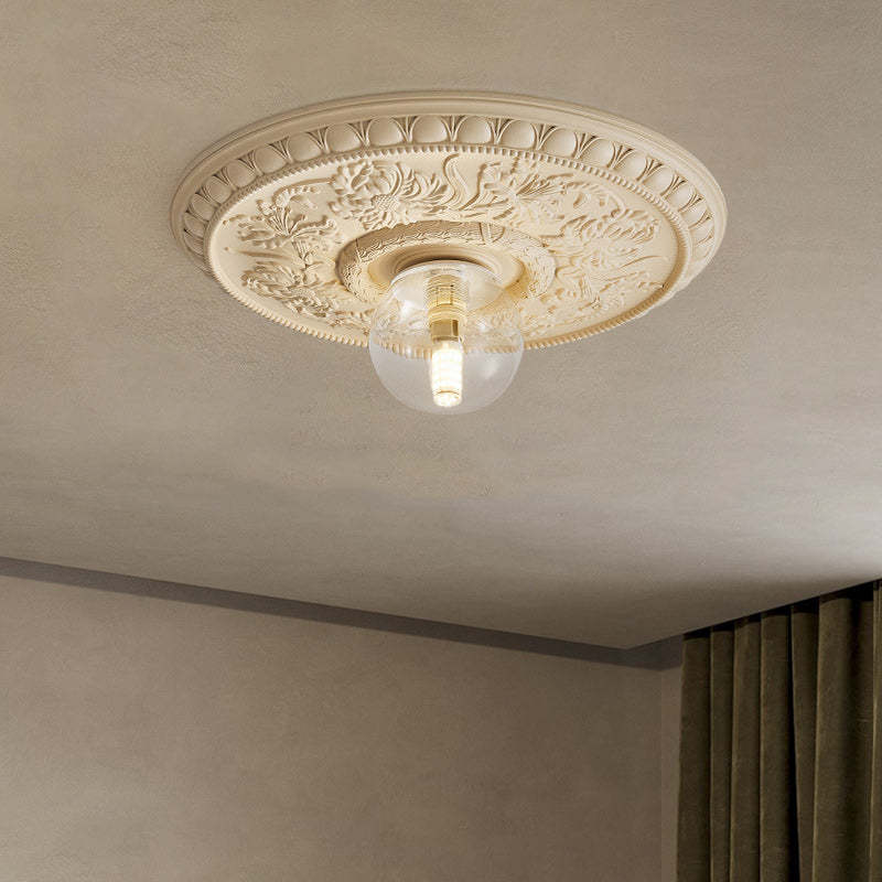 French Handmade Relief Resin Glass Flush Ceiling Light